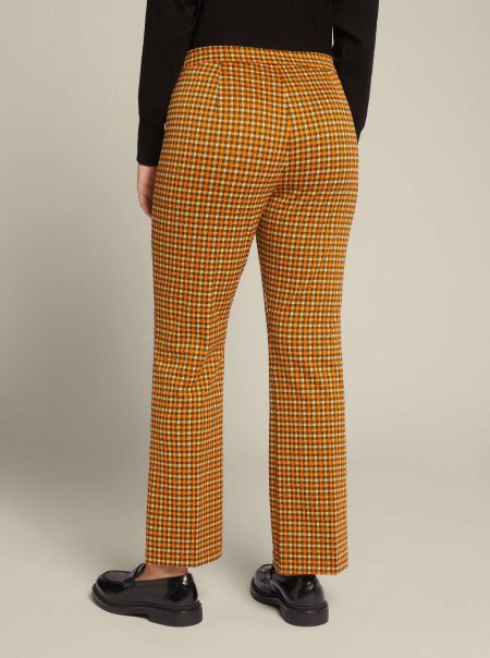 Pantaloni In Jacquard Stretch Arancione Pantaloni Elena Miro Donna