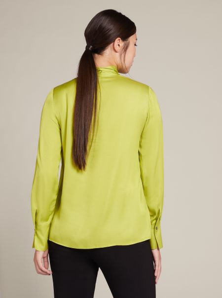 Blusa In Raso Ecovero™ Con Fiocco Elena Miro Donna Camicie E Bluse Verde Chiaro