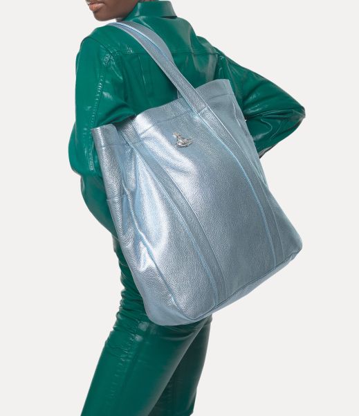 Popolarità Vivienne Westwood Murray Tote Bag Borse Tote Donna Light Blue/ Silver Hw