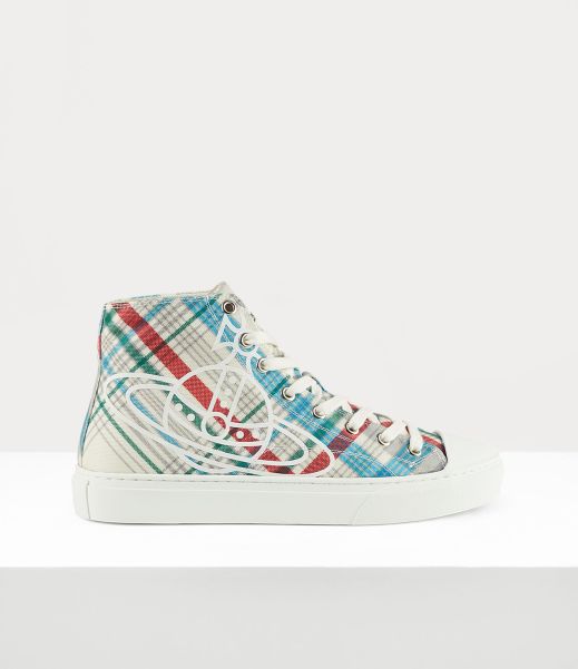 Donna Moda Vivienne Westwood Plimsoll High Top Madras Check Sneakers