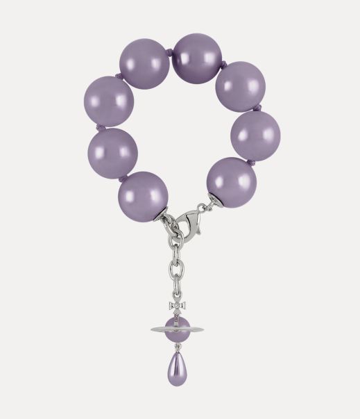 Vivienne Westwood Bracciale Giant Pearl Drop Punto Vendita Bracciali Donna Platinum / Iris Purple Crystal/ Lavender Pearl