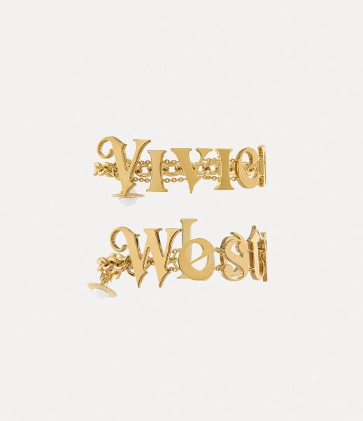 Esclusivo Bracciali Donna Vivienne Westwood Gold / White Enamel Raimunda Twin Bracelet