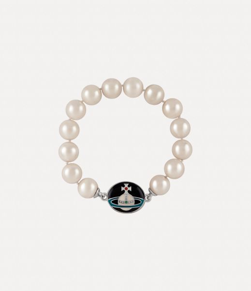 Man. Loelia Large Pearl Bracelet Negozio Vivienne Westwood Platinum/Black,Off-White,Green,Red Donna Bracciali