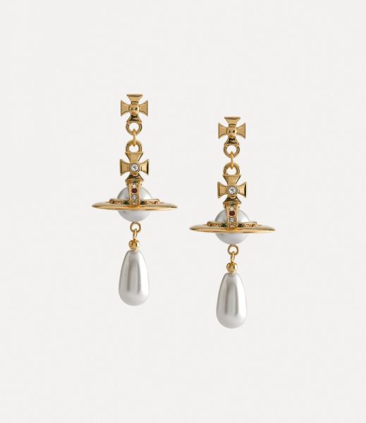 Gold/Pearl/Multi Donna Pearl Drop Earrings Vivienne Westwood Esclusivo Orecchini