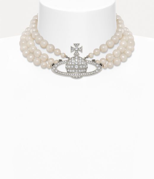 Donna Collane Three Row Pearl Bas Relief Choker Vivienne Westwood Platinum/Pearl/Crystal Affidabilità