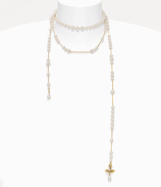 Classico Donna Vivienne Westwood Gold/Pearl/Multi Broken Pearl Necklace Collane