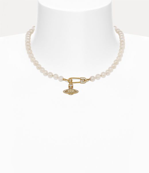 Lucrece Pearl Necklace Donna Offerta Speciale Collane Gold Light Creamrose White Cz Vivienne Westwood