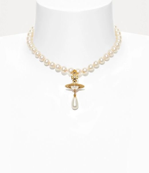Donna Gold/Pearl/Multi Qualità Collane Vivienne Westwood One Row Pearl Drop Choker