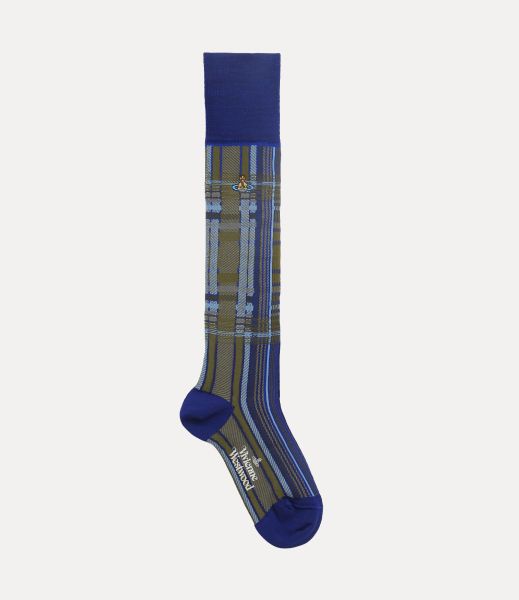 Vivienne Westwood Concorrenza Donna Calze E Collant Oversized Madras High Sock Blue