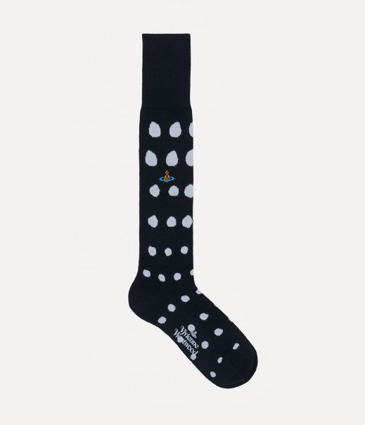 Black Vivienne Westwood Donna Garantire Dots High Sock Calze E Collant
