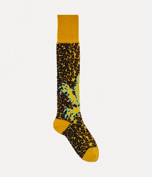 Vivienne Westwood Yellow Leopard High Sock Calze E Collant Prezzo Scontato Donna