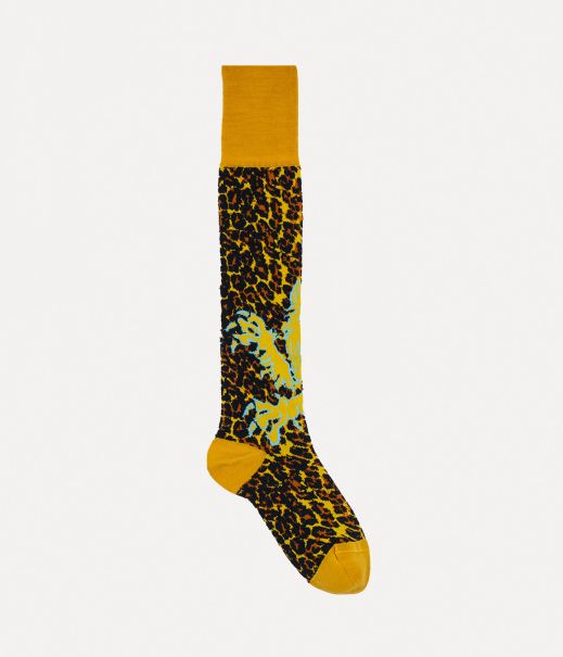 Vivienne Westwood Leopard Socks Affidabile Donna Calze E Collant Yellow