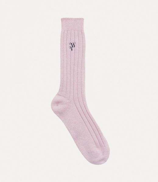 Donna Calze E Collant Mercato Pink Vivienne Westwood Rib Cashmere Socks