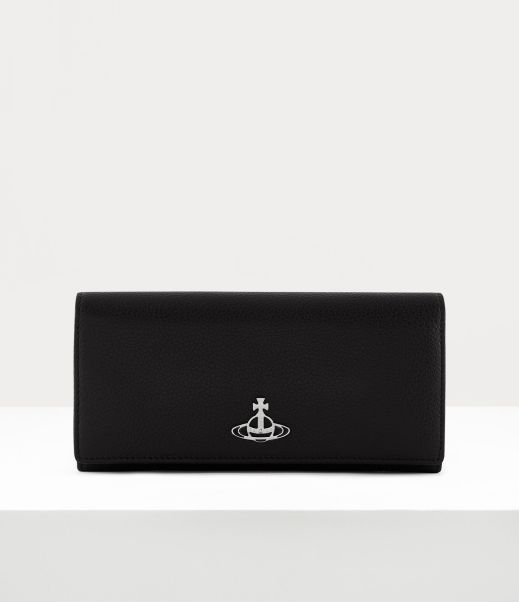 Donna Grain Leather Long Wallet Lg Ch Vivienne Westwood Accessibile Portafogli E Piccola Pelletteria Black