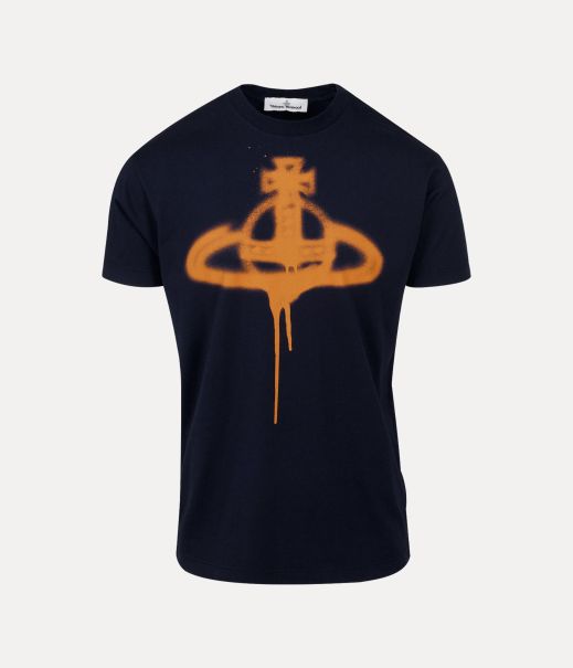 Uomo Economico Spray Orb Classic T-Shirt T-Shirt E Polo Navy Vivienne Westwood