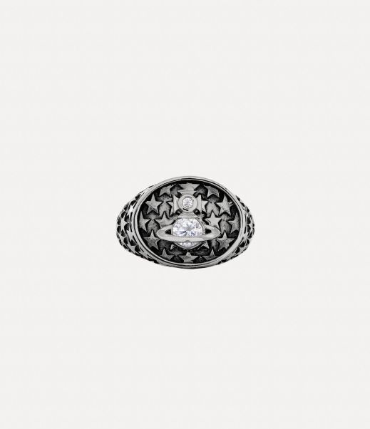 Vivienne Westwood Anelli Affidabilità Antique Platinum / White Cz Orlando Ring Uomo