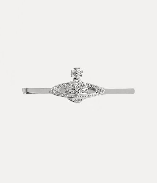 Platinum / Crystal Crystal Vivienne Westwood Uomo Mini Bas Relief Tie Clip Sconto Altri Accessori